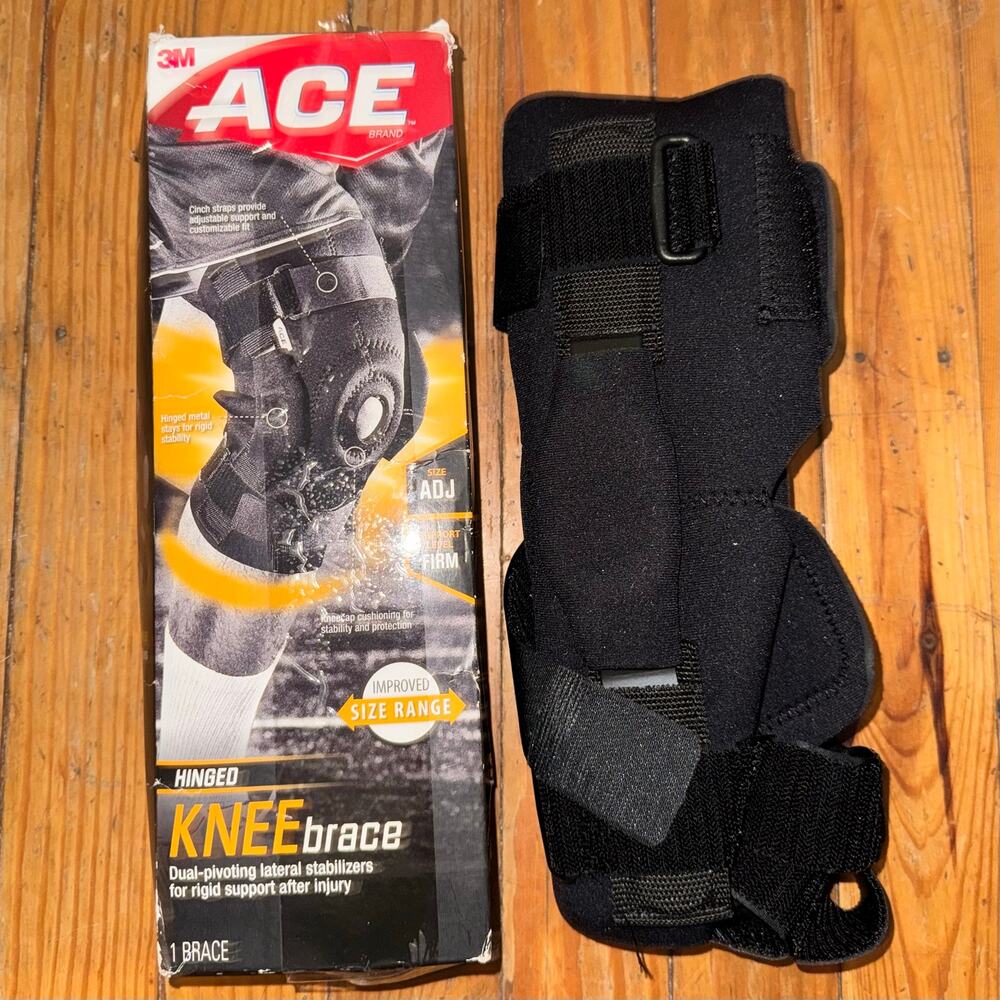 New ACE Brand Adjustable Hinged Knee Brace - Firm Support (One Size)